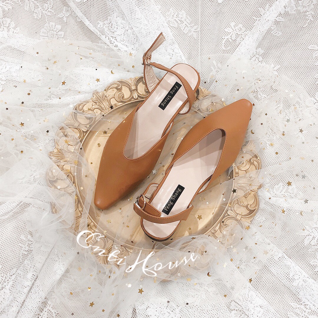 {HCM / CÓ SẴN / ẢNH THẬT} GIÀY SANDAL BÍT MŨI HỞ GÓT MÀU NÂU SIZE 38