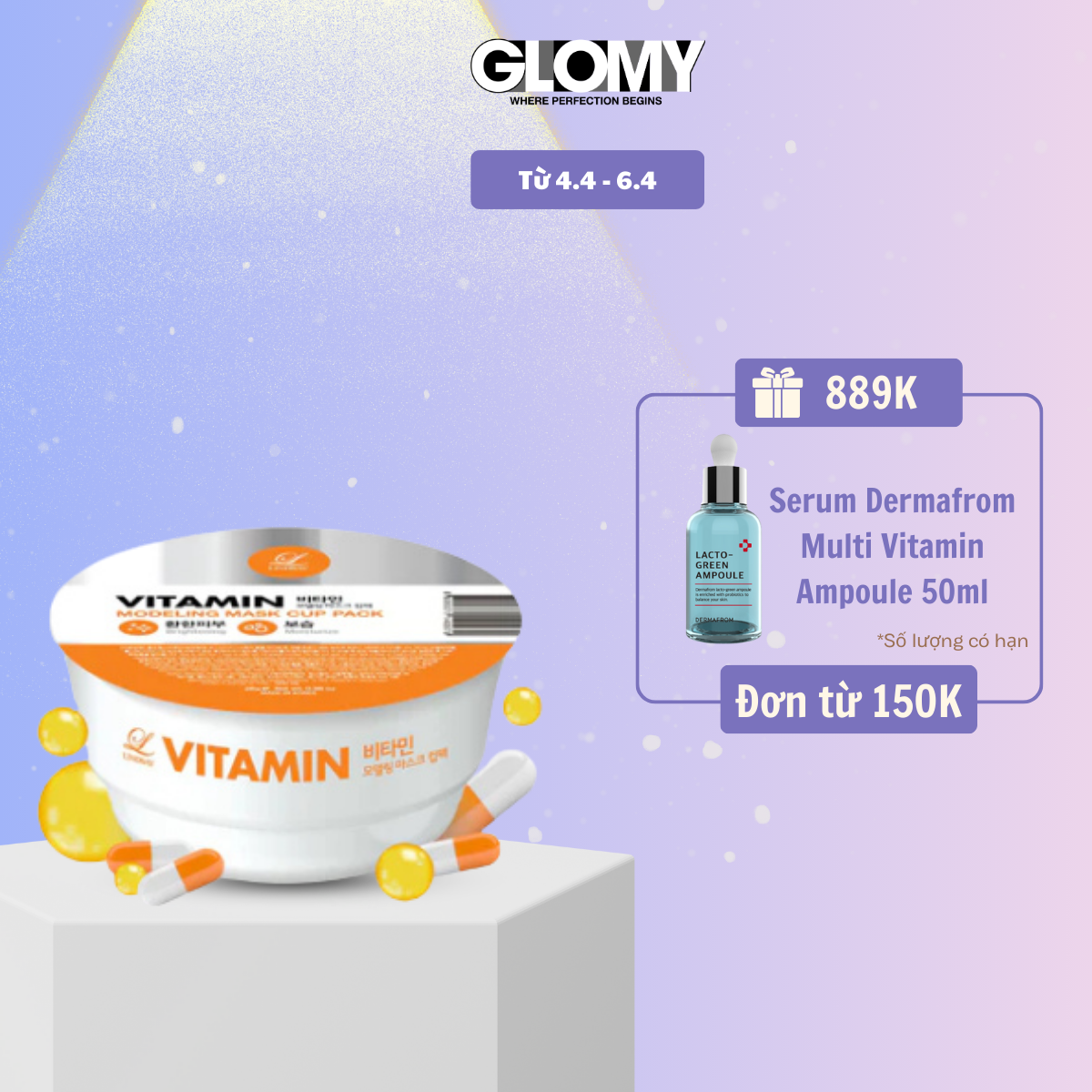 Mặt nạ dẻo LINDSAY Vitamin dưỡng ẩm và làm sáng da - Vitamin Modeling Mask Cup 28g