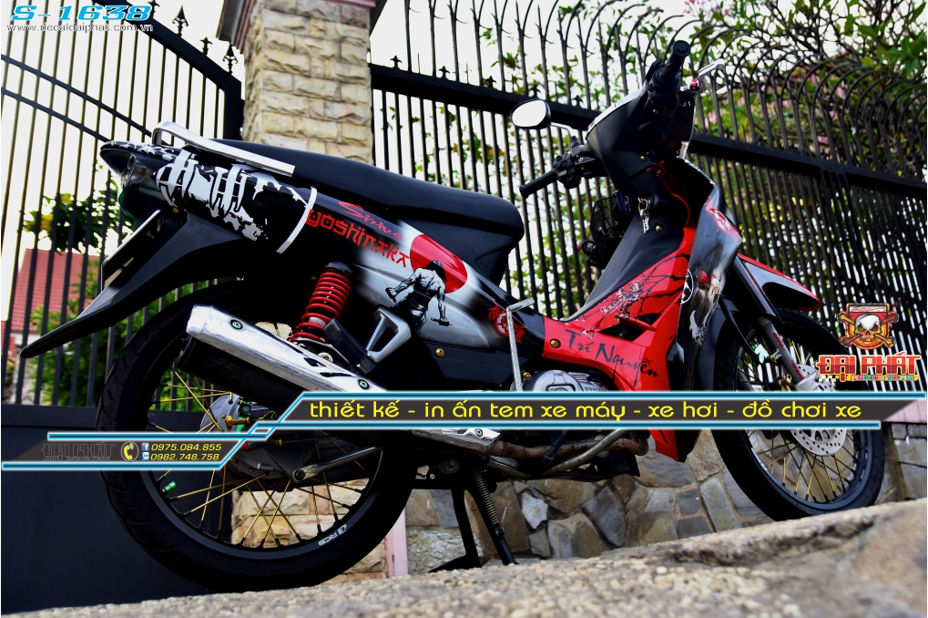Tem Trùm Xe Sirius Samurai Đỏ Đen