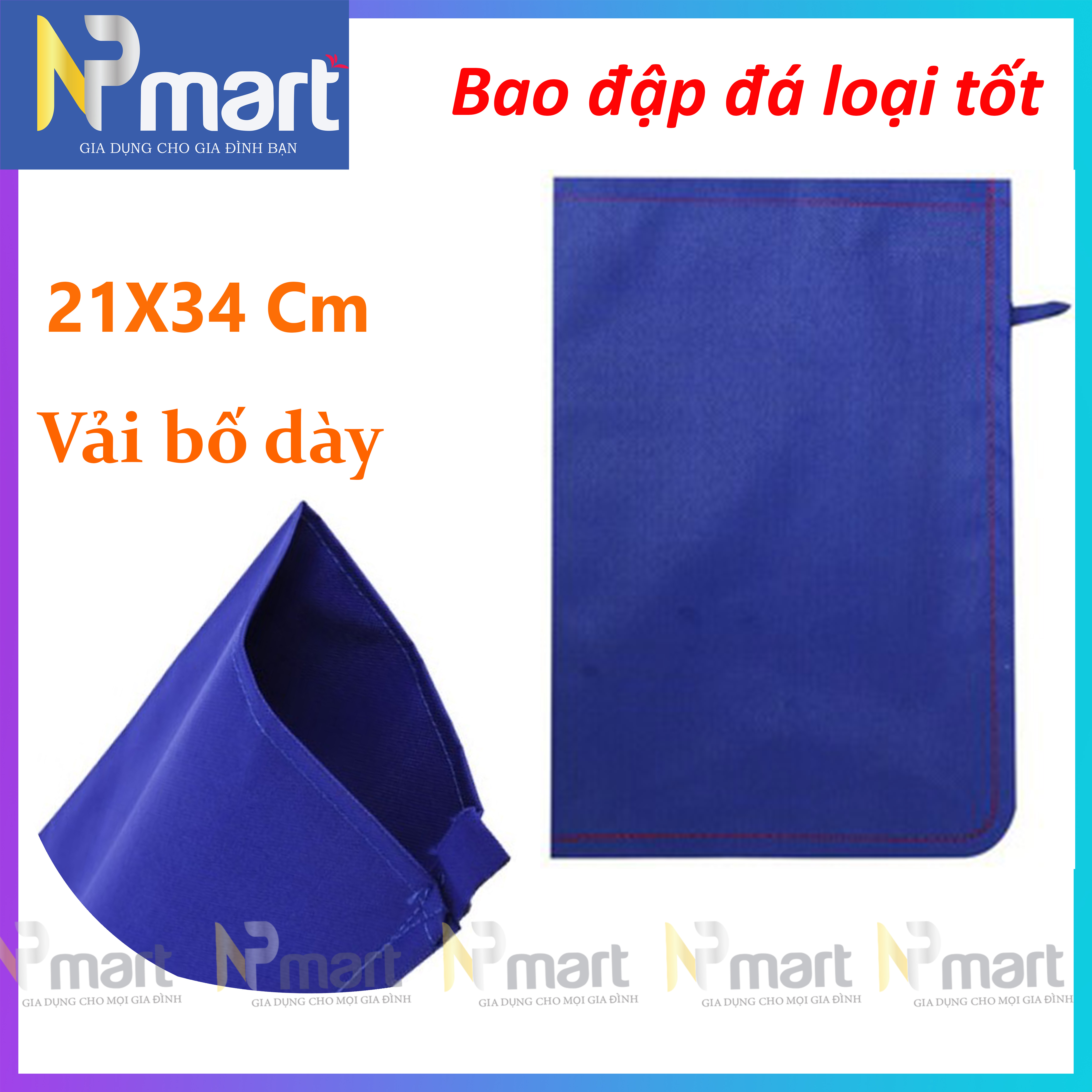 Bao đập đá, túi đập nước đá hàng dày loại vừa 21x34cm