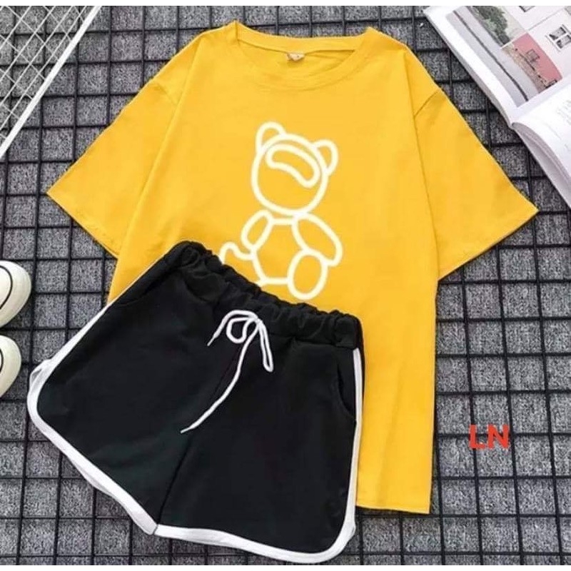SÉT BỘ ĐỒ GẤU NGHIÊNG ĐẦU CƯỜI SIÊU DỄ THƯƠNG