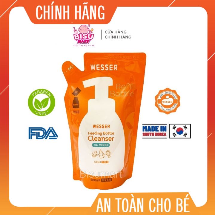 Nước Súc bình sữa Bịch Wesser 500ml
