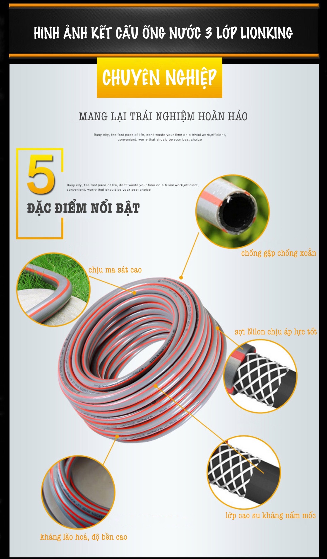 Vòi rửa xe, tưới cây LionKing DH05 5m
