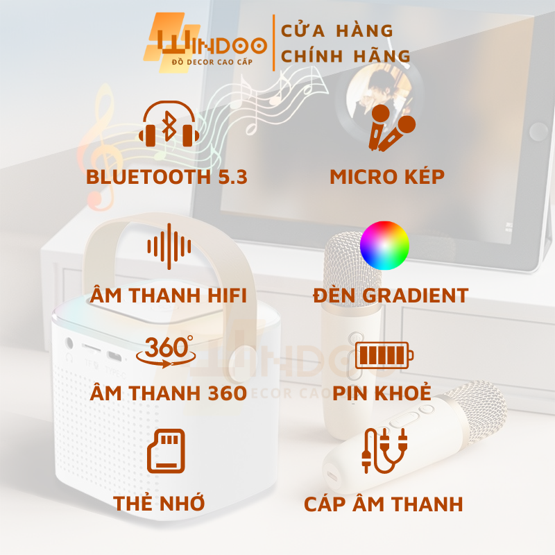 Loa bluetooth karaoke âm thanh chất lượng cao bass mạnh pin khoẻ tặng kèm mic hát