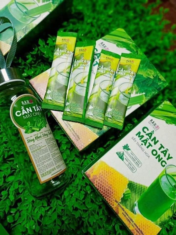 cần tây mật ong giảm cân (hộp 14 gói, mua 3 hộp tặng 1 bình )