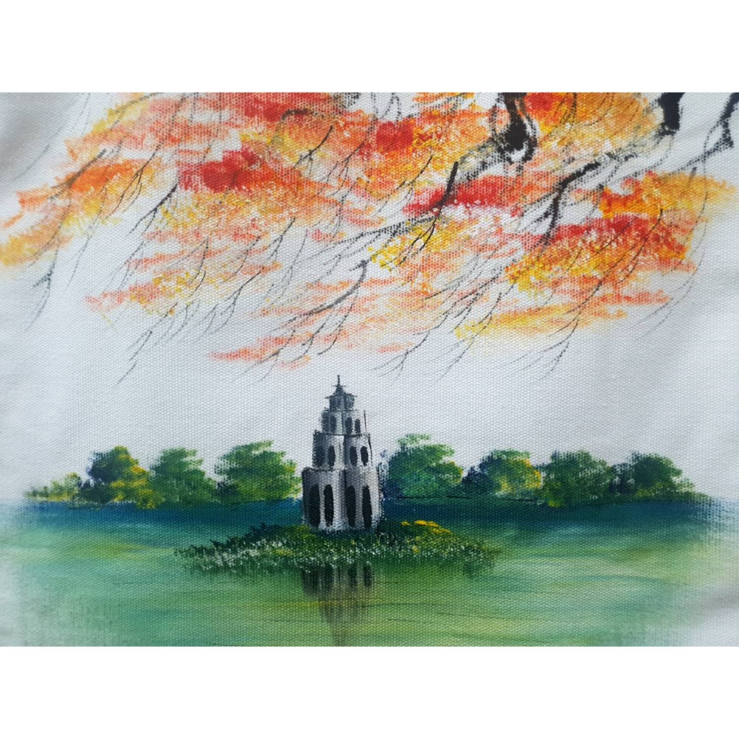Túi Canvas vẽ cảnh (34cm x 36cm + quai 26cm)