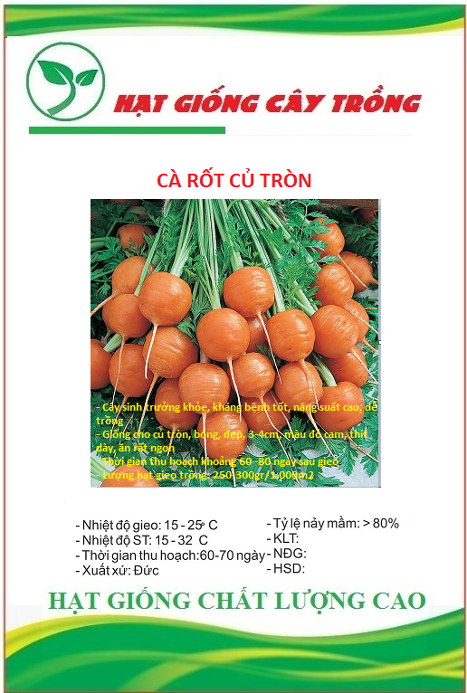 Hạt Giống củ Cà Rốt Tròn đỏ - Gói 50 hạt(tặng kèm phân bón)