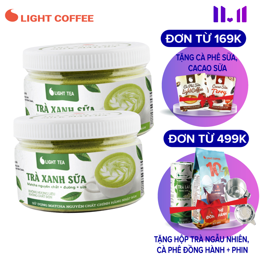 Combo 2 hũ bột trà xanh sữa 3in1 Light Tea - 230gr/hũ