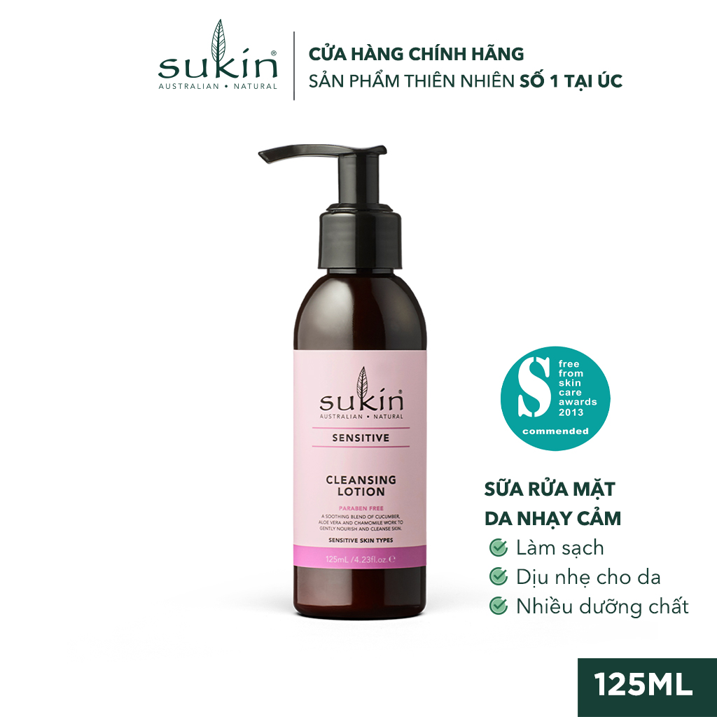 Sữa Rửa Mặt Dành Cho Da Nhạy Cảm Dạng Lotion Sukin Sensitive Cleansing Lotion 125Ml