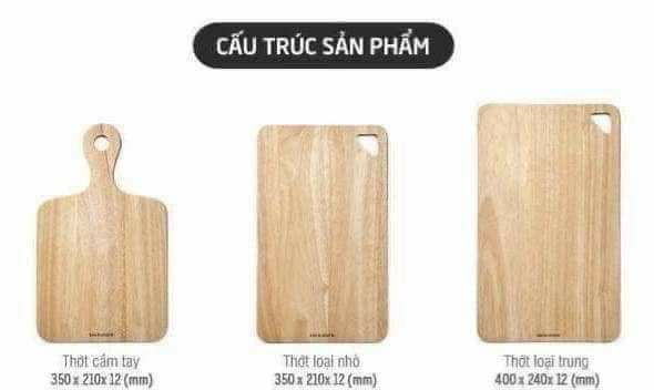 Bộ 3 Thớt Bằng Gỗ Cây Cao Su Lock&Lock LWC001S3 (cam kết hàng chuẩn, y hình)