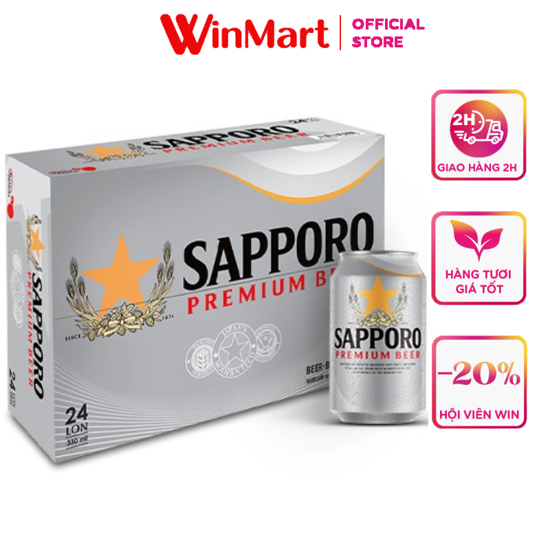 [Siêu thị WinMart] -  Thùng 24 lon bia Sapporo  330ml