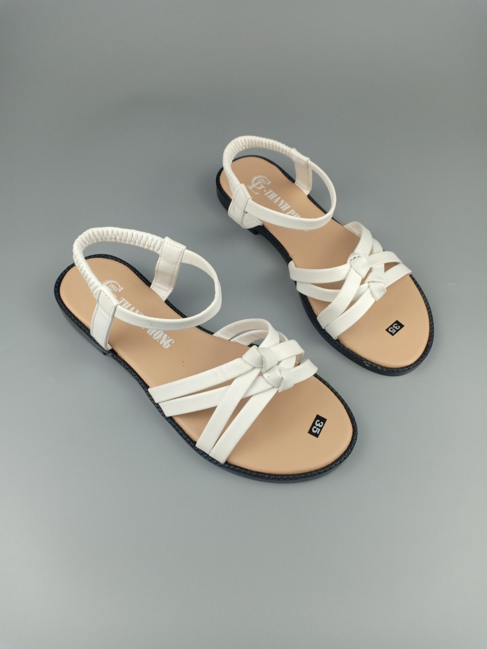 Giày sandal nữ đế bệt 2 nút thắt quai thun
