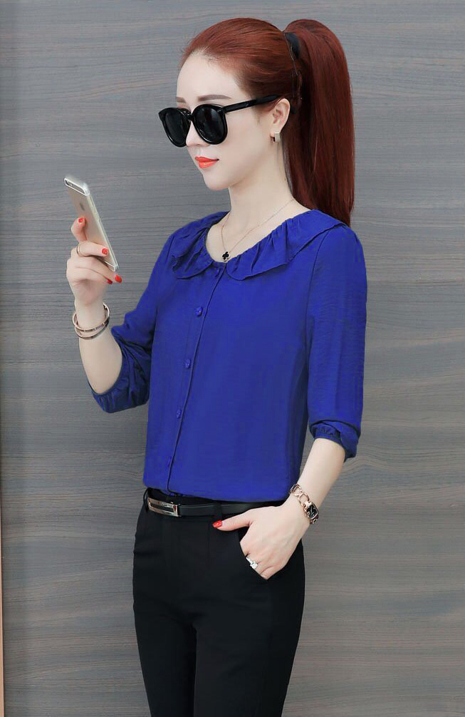 [4.4 Hoàn tiền 15%]Áo sơ mi cổ sen bèo duyên dáng - MS0112A