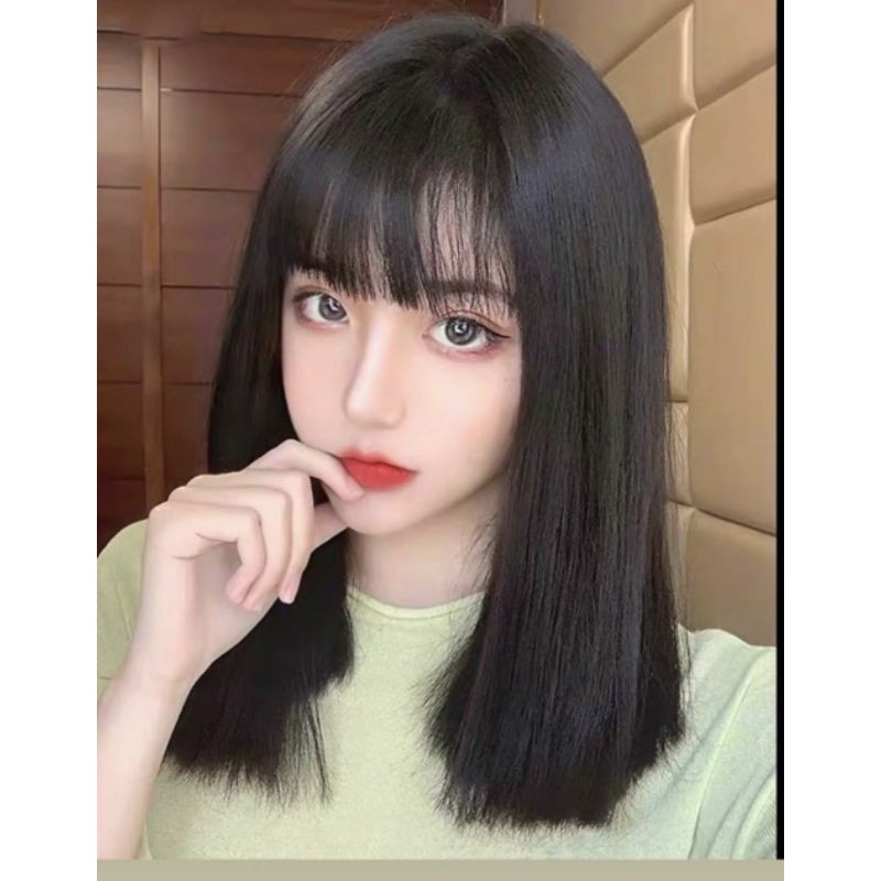 Tóc giả nữ cả đầu 🥰FREESHIP🥰 Tóc giả nguyên đầu thẳng lỡ 40cm siu hót, MS1799