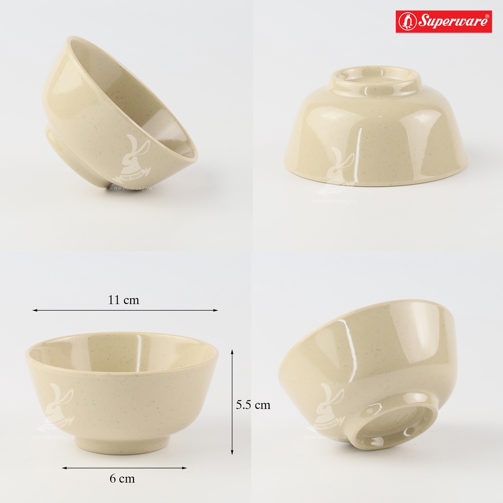 Chén Cơm Màu Nâu Melamine Srithai Superware Thái Lan Cao Cấp