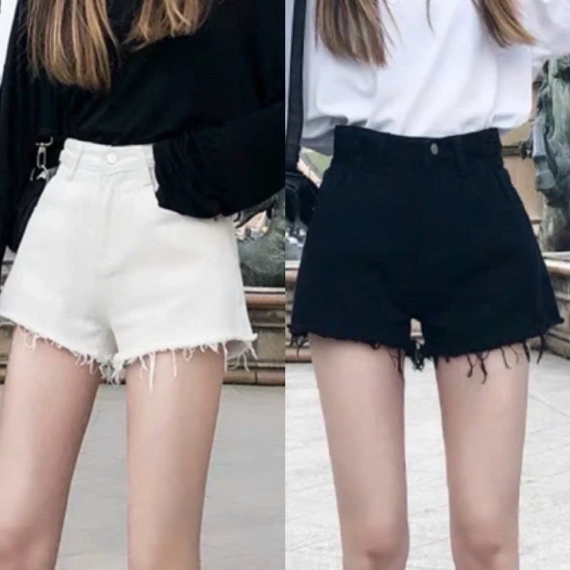 Quần jean short nữ chất kaki giả Jeans thiết kế đơn giản kaki trơn dễ phối đồ Lưng Cao co giãn quần đùi bò