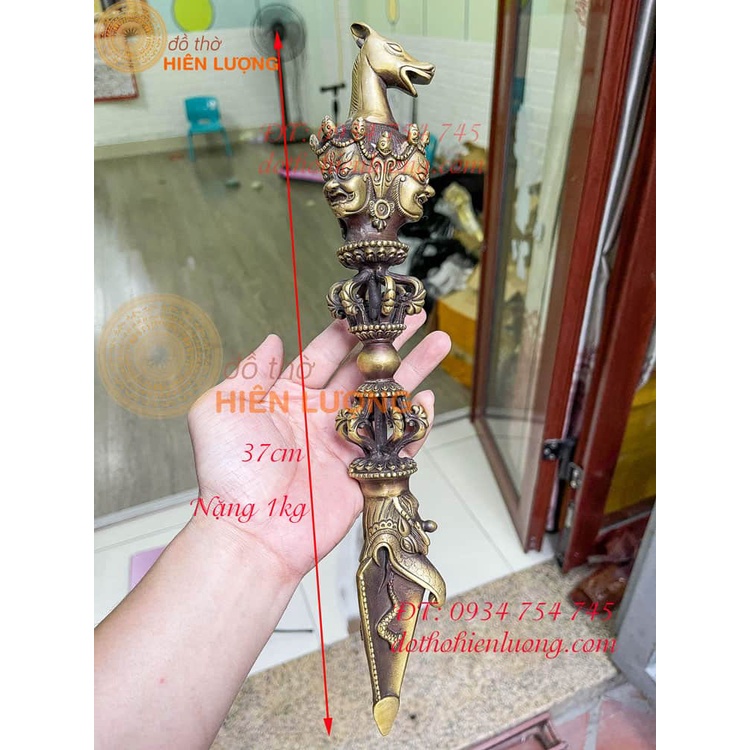 Dao phurba bằng đồng dài 37cm - pháp khí mật tông