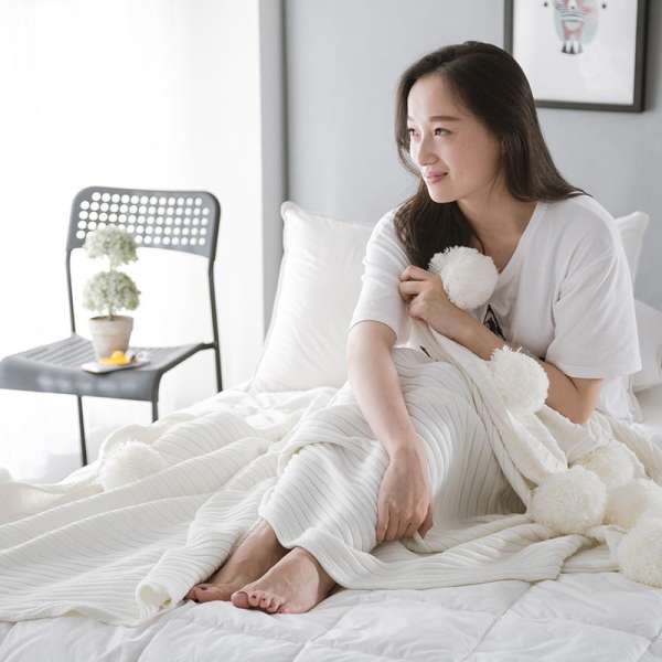 Trong Bắc Âu 100% Cotton Chăn Thường Cuối Giường Đi Chăn Mô Hình Trang Trí Sô Pha Cửa Sổ Lồi Hổ Thủ Công Bóng