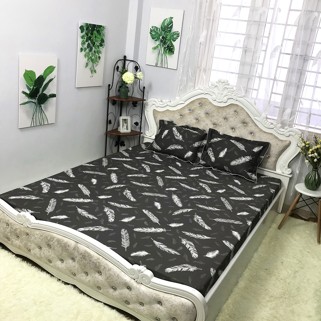 Set 3 món cotton 100% việt nam lông vũ sang trọng,sang chảnh