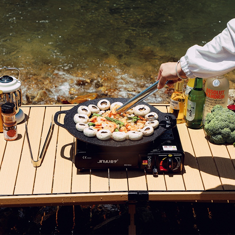 Chảo Đá Nướng Phong Cách Hàn Quốc, Size 34cm, Chất Liệu Hợp Kim Nhôm Phủ Đá Maifan Chống Dính dùng cho nhiều loại bếp