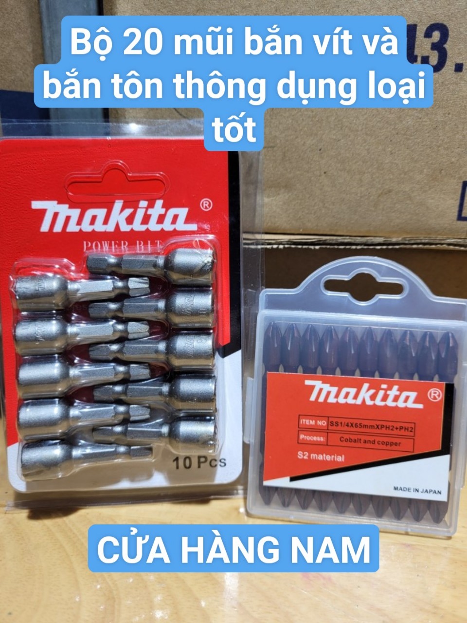[HCM]set 10 mũi bắn vít 2 đầu 10 mũi bắn tôn bulon 8mm, bộ 20 mũi bắn vít và mũi bắn tôn Makita. đầu có hít nam châm chắc chắn hút đc con vít bắn sắt gỗ tôn các loại, chất lượng thép CRV- Cửa Hàng Nam