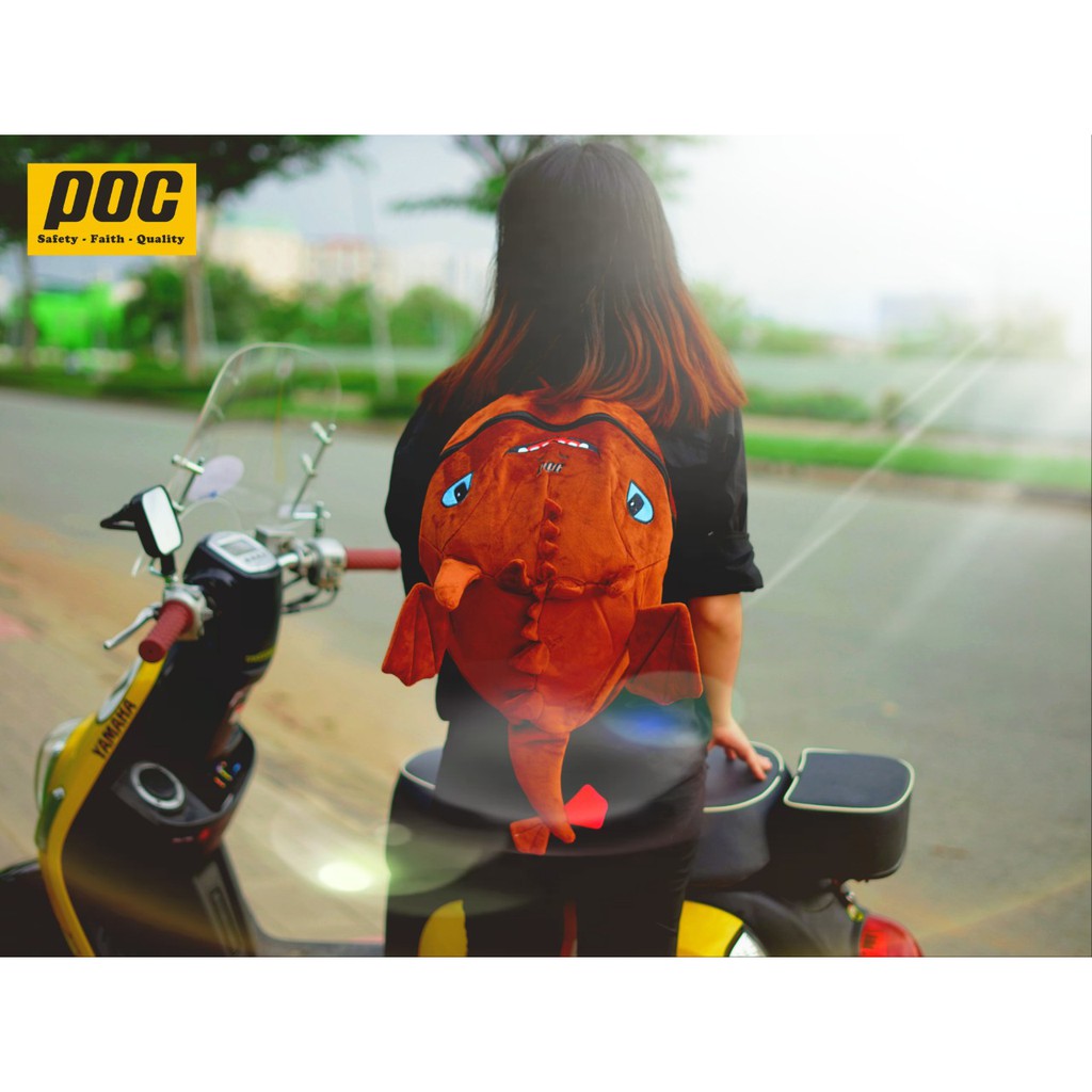 Balo rồng vải nhung,Balo con khủng long vải lưới màu nâu