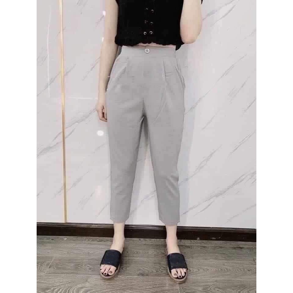 Quần baggy công sở nữ chất đũi cạp chun có bigsize tới 90kg-xmhh
