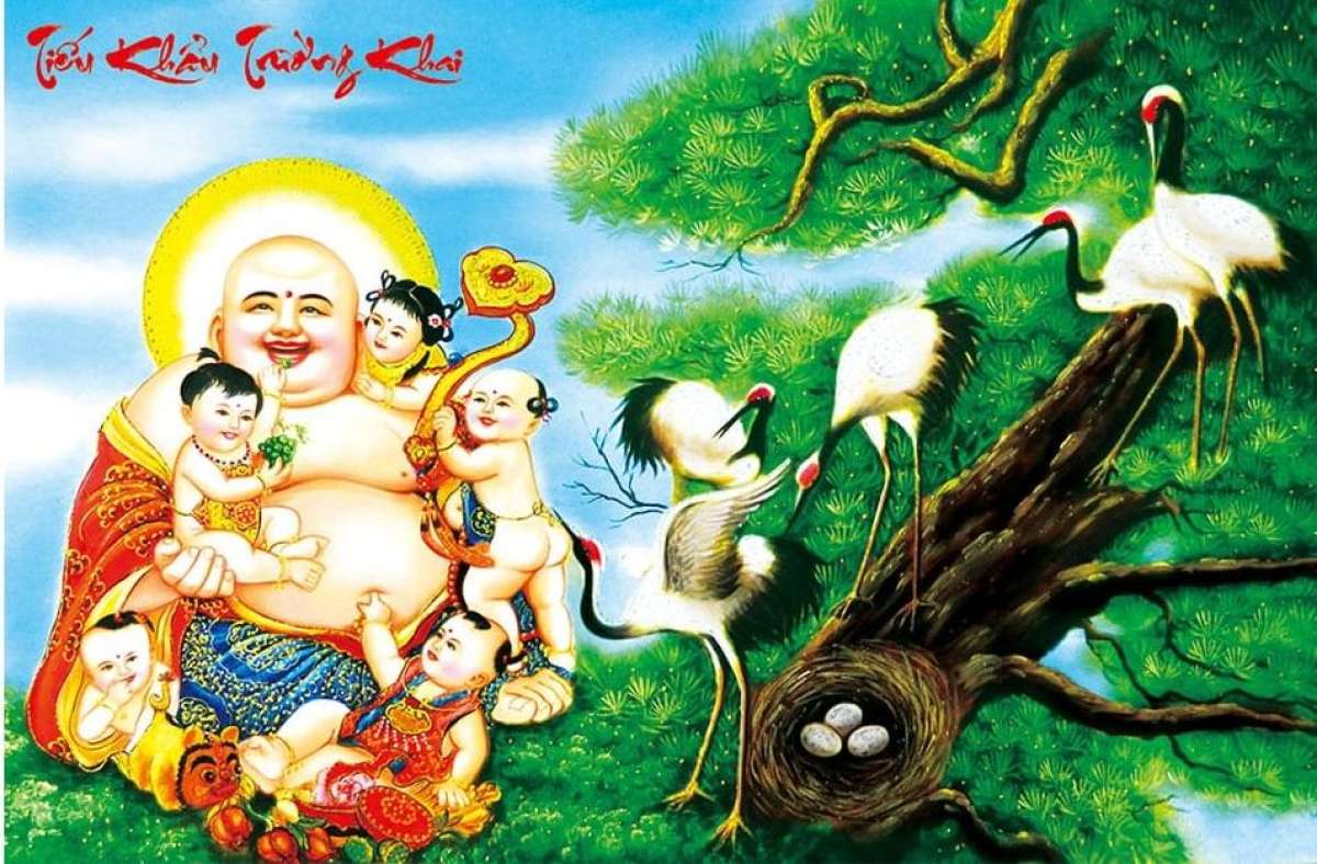 tranh thêu chữ thập Tiểu khẩu thường khai - LV3036