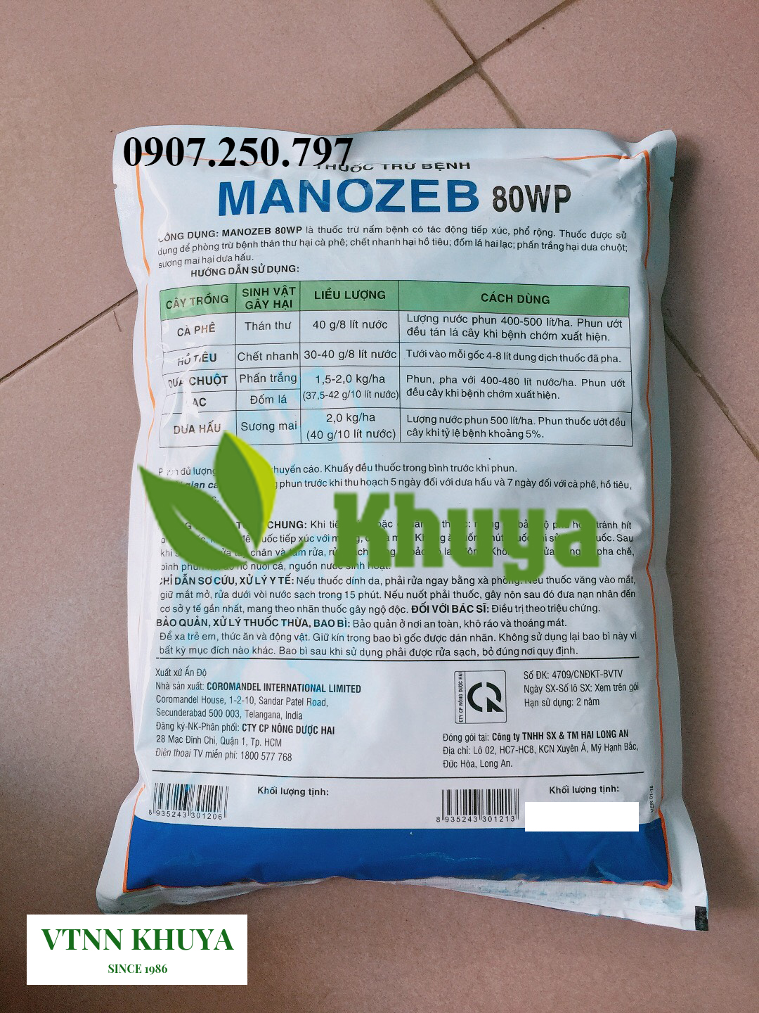 Trừ nấm bệnh Manozeb 80WP 1kg Xanh