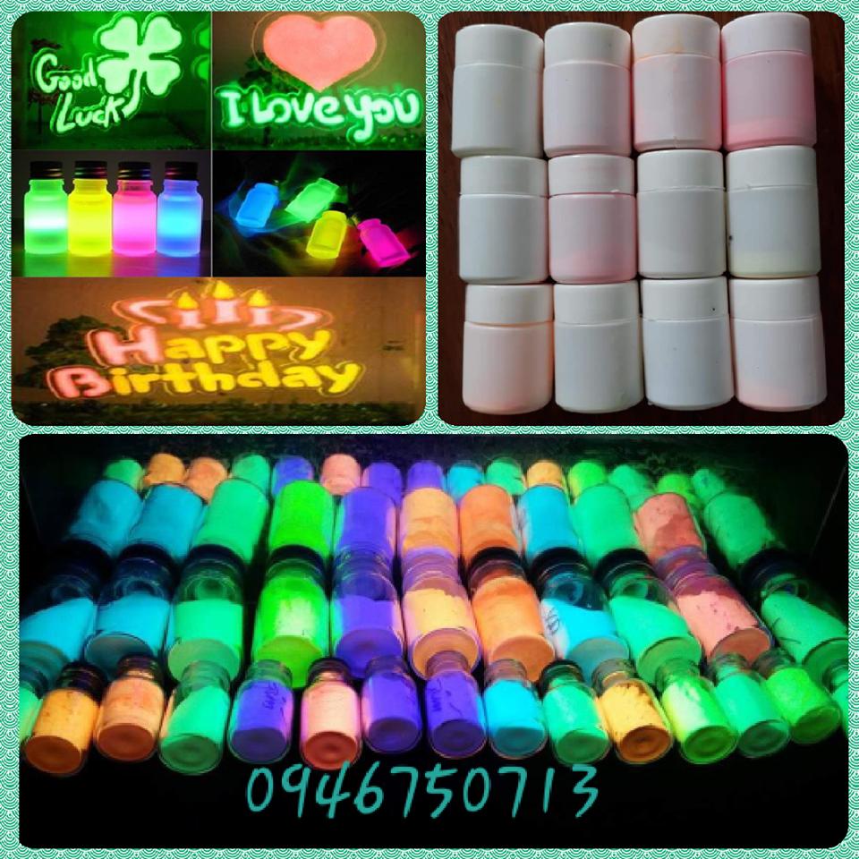 combo 5 lọ sơn và 5 lọ bột dạ quang phát sáng ( tặng que vẽ và cọ vẽ)