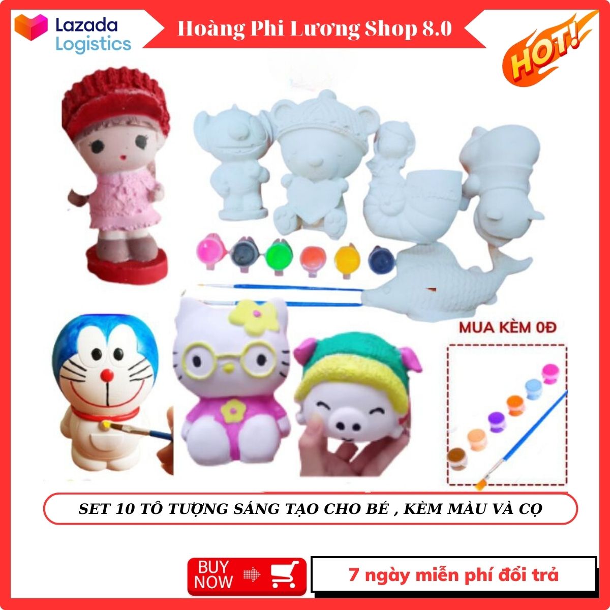 Tô tượng thạch cao, tượng tô màu cho bé. Sét 10 Tô Tượng Sáng Tạo - tượng tô màu size to, tượng tô màu thạch cao.