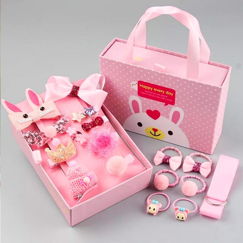 Giá bán Bộ phụ kiện tóc cho bé kèm túi xách (18pcs) – P001