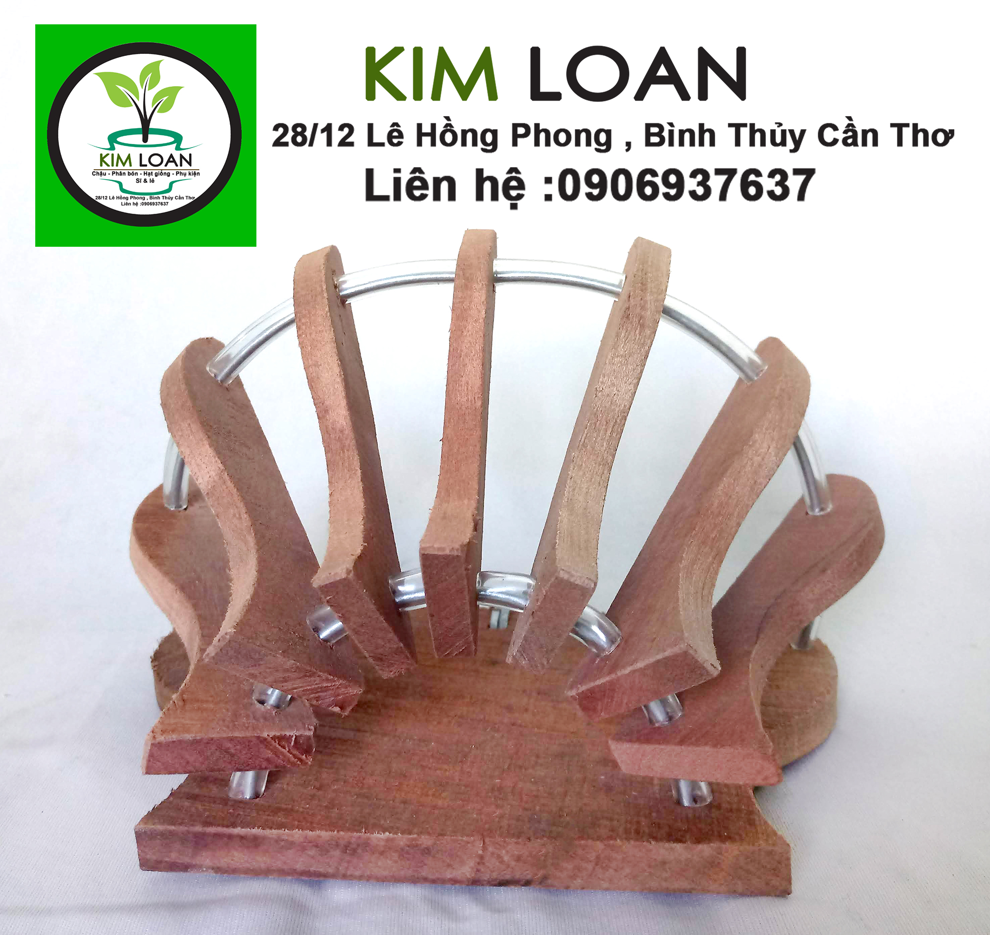Chậu lan gỗ ốp tường 18x11x12cm