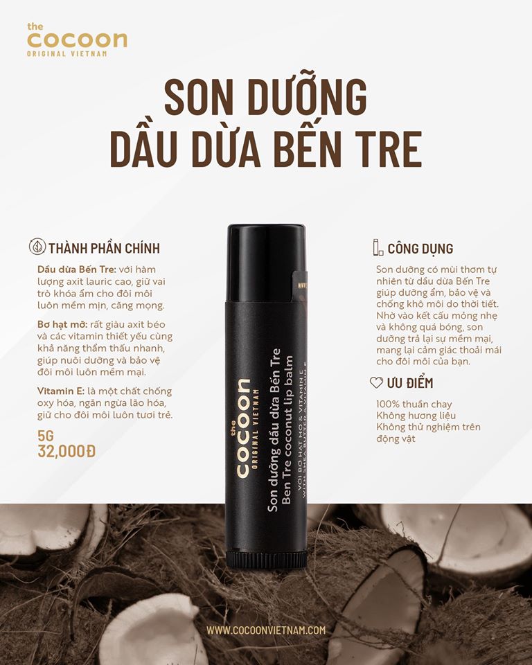 Son dưỡng môi dầu dừa Bến Tre Cocoon