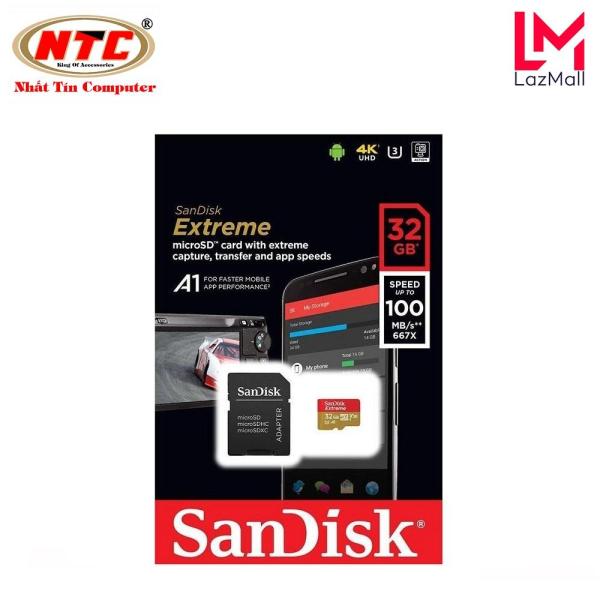 Thẻ nhớ microSDHC Sandisk Extreme 32GB 667X A1 V30 UHS-I U3 100MB/s - kèm Adapter (Vàng) - Nhat Tin Authorised Store