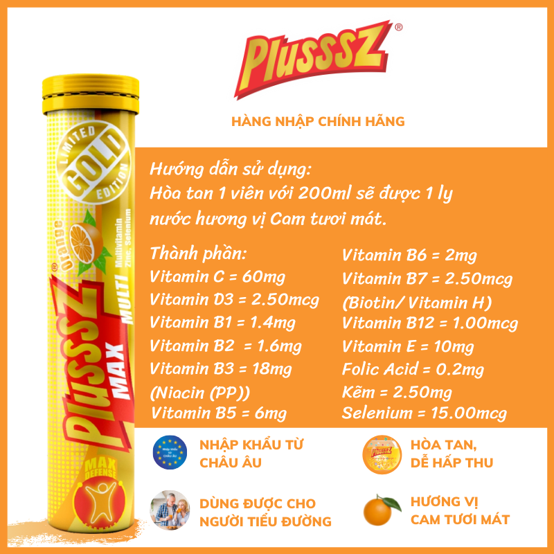 [HSD: 31/08/2024] Viên Sủi Bọt Max Multivitamin Plusssz