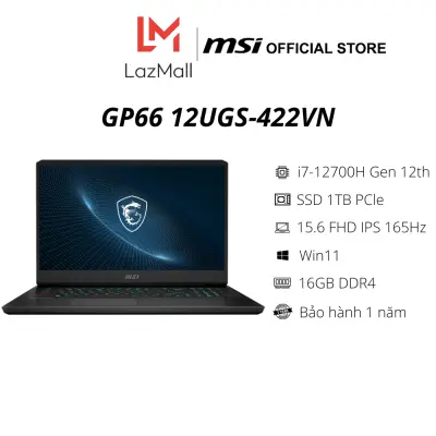 Laptop MSI Vector GP66 12UGS 422VN (I7-12700H Gen 12 | 16GB DDR4 | SSD 1TB PCle | VGA RTX 3070Ti 8GB | 15.6 QHD IPS 165Hz | Win11 |Black) - Hàng Chính Hãng - Bảo hành 2 năm