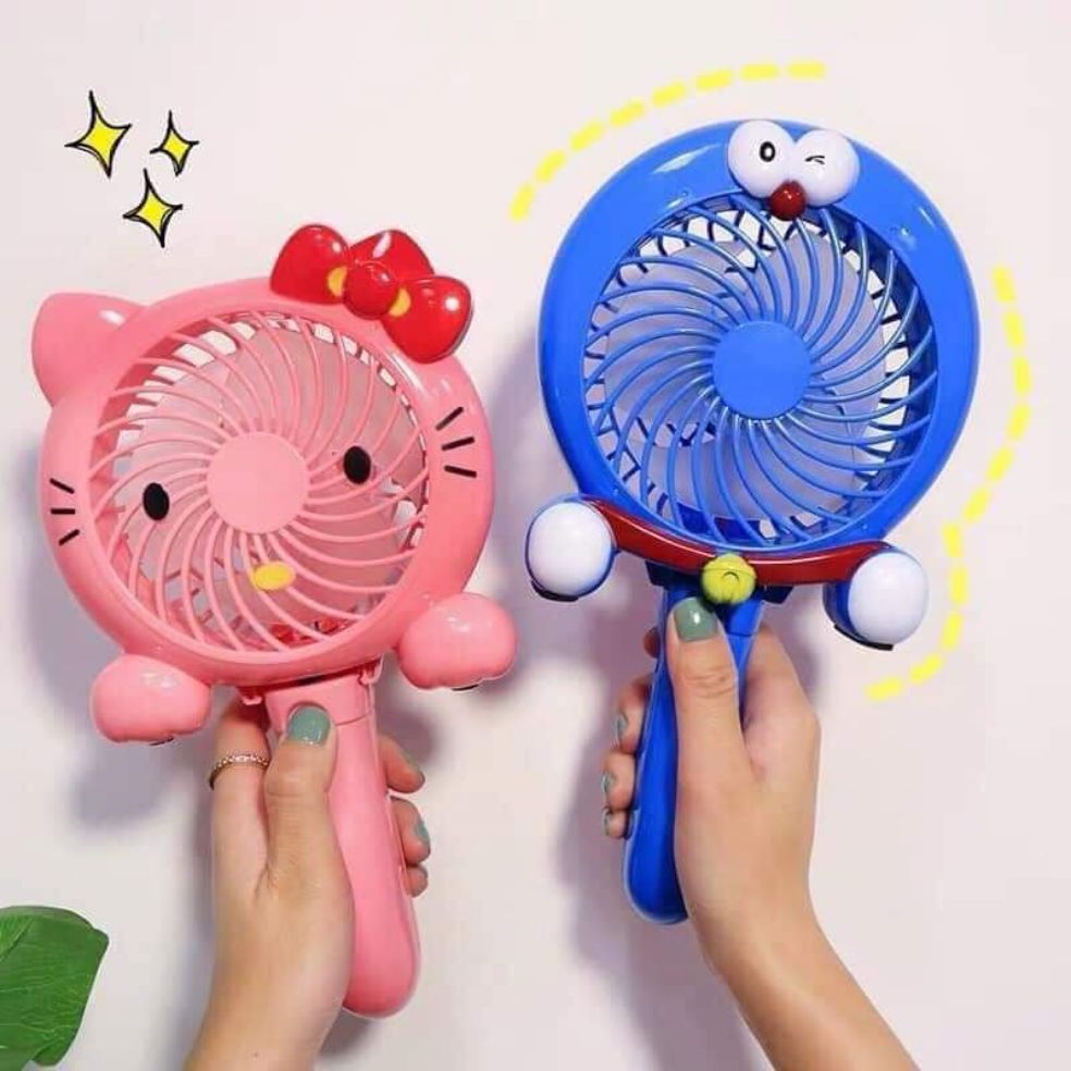 Quạt tích điện mini hello kitty & doremon dễ thương