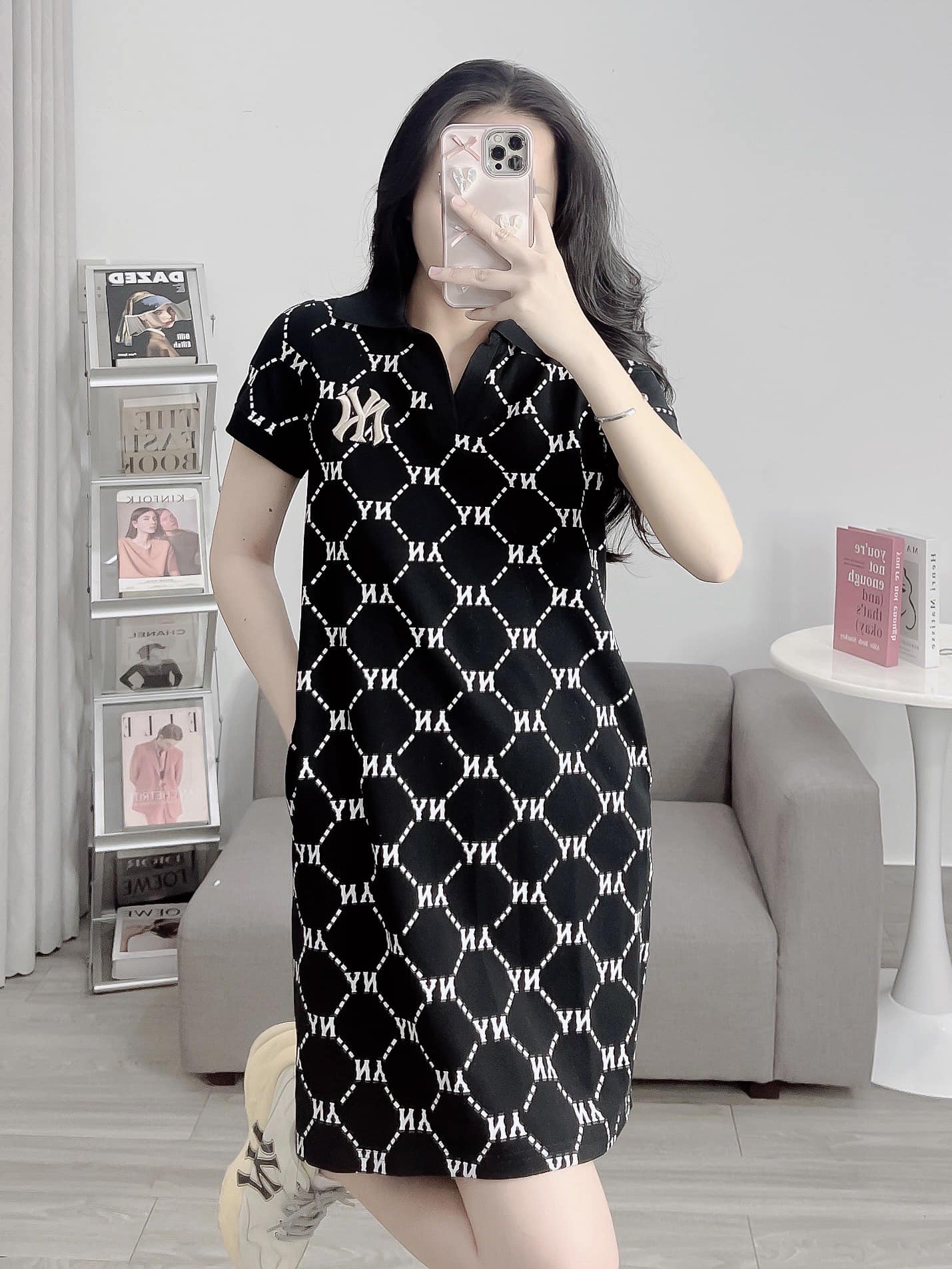 Váy MLB xuất cotton polo cổ bẻ thoáng mát cao cấp