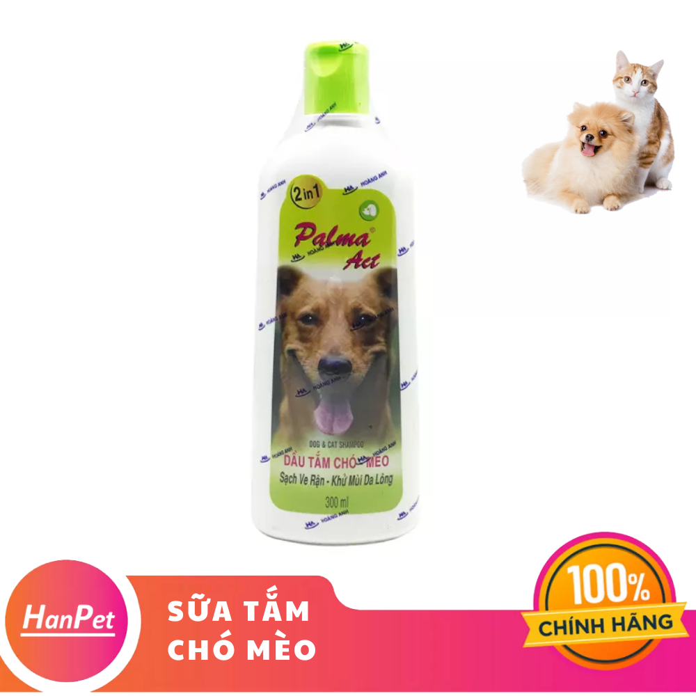 Hanpet - Dầu Tắm Chó mèo Palma Act - 500ml sữa tắm cho chó Palma ACT sạch ve rận khử mùi hôi