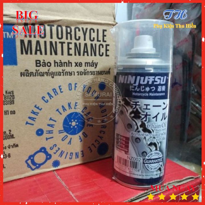 [HCM]Chai Xịt Dưỡng Sên Xe Máy NINJUFSU SAMURAI Dạng Sáp NZ002