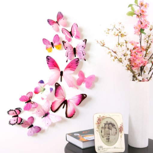 BỘ 12 CON BƯỚM 3D DÁN TƯỜNG TRANG TRÍ LIZFLOWER