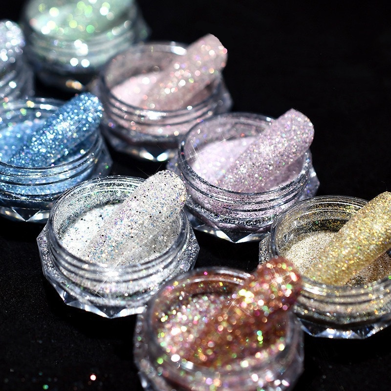 Set 8 nhũ rắc Flash kim cương siêu sáng Nail