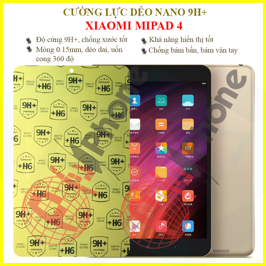 Dán cường lực dẻo nano 9h+ xiaomi mi pad 4