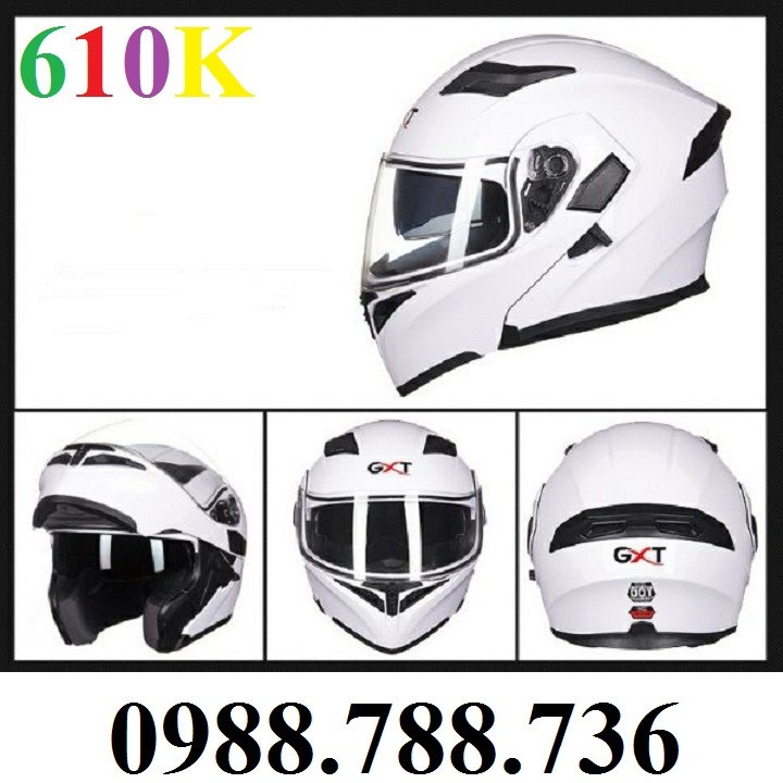 Mũ Bảo Hiểm GXT 902 lật hàm 2017 màu trắng