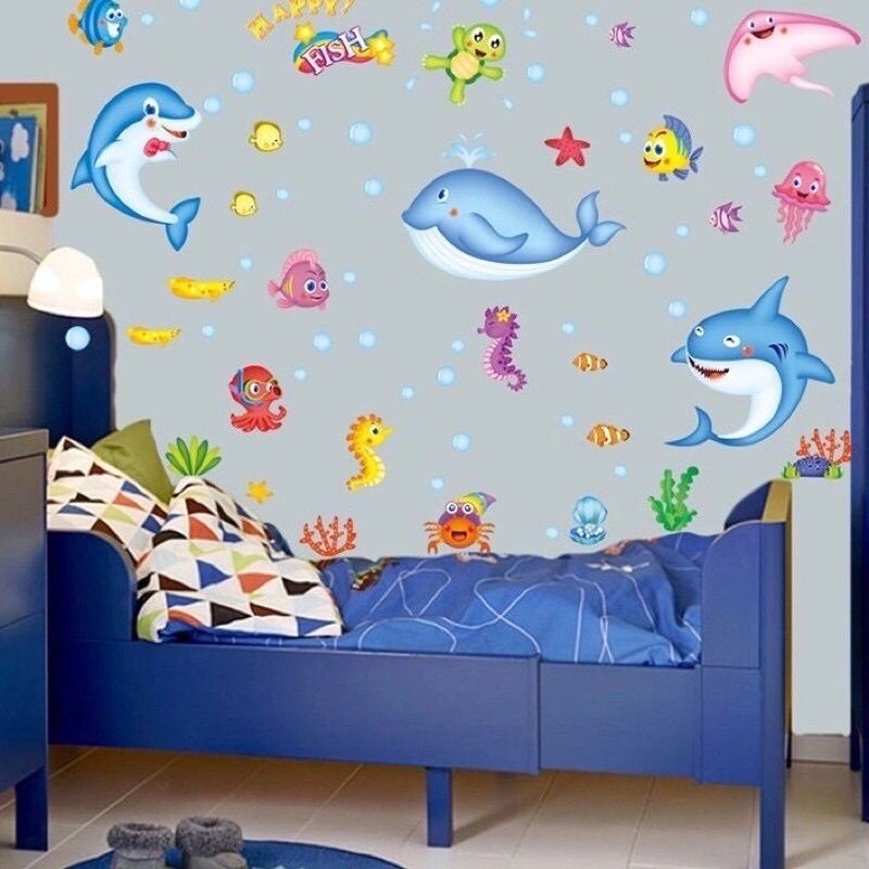 Decal dán tường cho bé cá đại dương