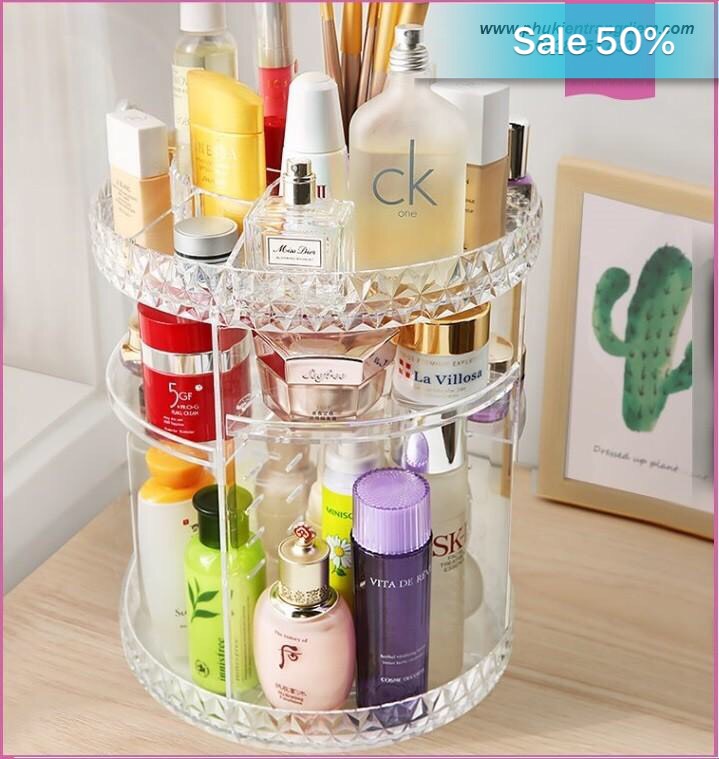 [HCM](HÀNG ĐẸP) - KỆ ĐỰNG MỸ PHẨM CÓ TRỤ XOAY 360 ĐỘ CHẮC CHẮN LÀM BẰNG CHẤT LIỆU NHỰA MICA TRONG SUỐT SIÊU BỀN