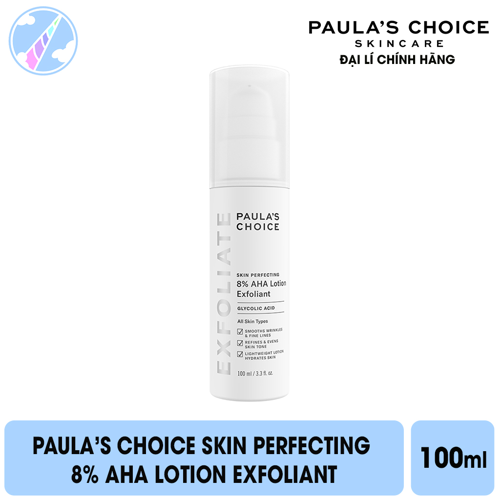 [HCM]Kem Loại Bỏ Tế Bào Chết Làm Mềm Mịn Da Chứa 8% AHA Paulas Choice Skin Perfecting 8% AHA Lotion Exfoliant 100ml