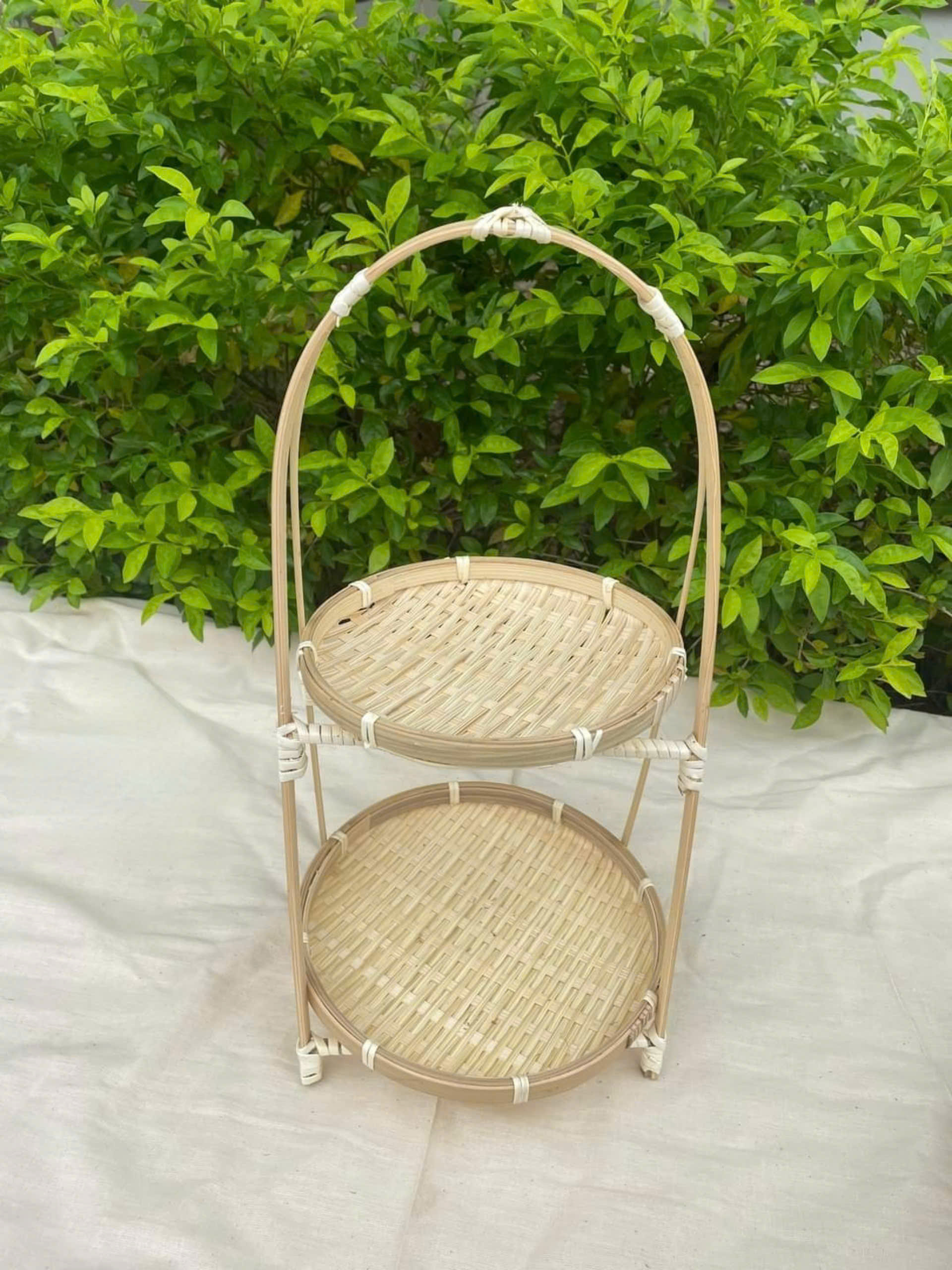 Kệ tre 2 tầng,mẹt tre,mẹt đựng đồ,đựng thức ăn,trang trí