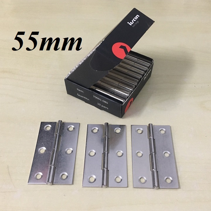 Bộ 4 cái 55mm - bản lề lá inox - bản lề cửa inox 55mm